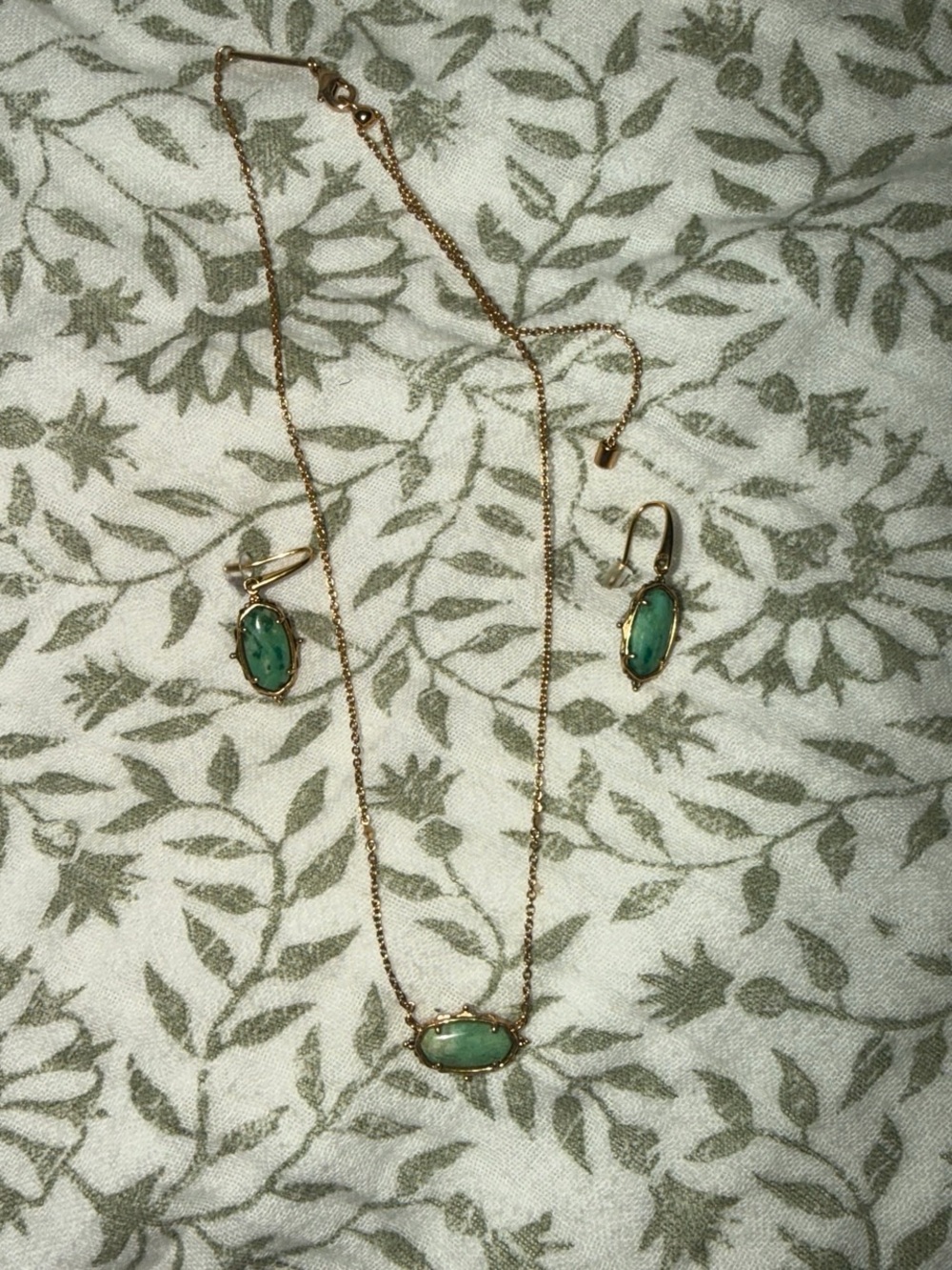 Kendra Scott Gold-Tone Necklace and Earring Set with Green Stones